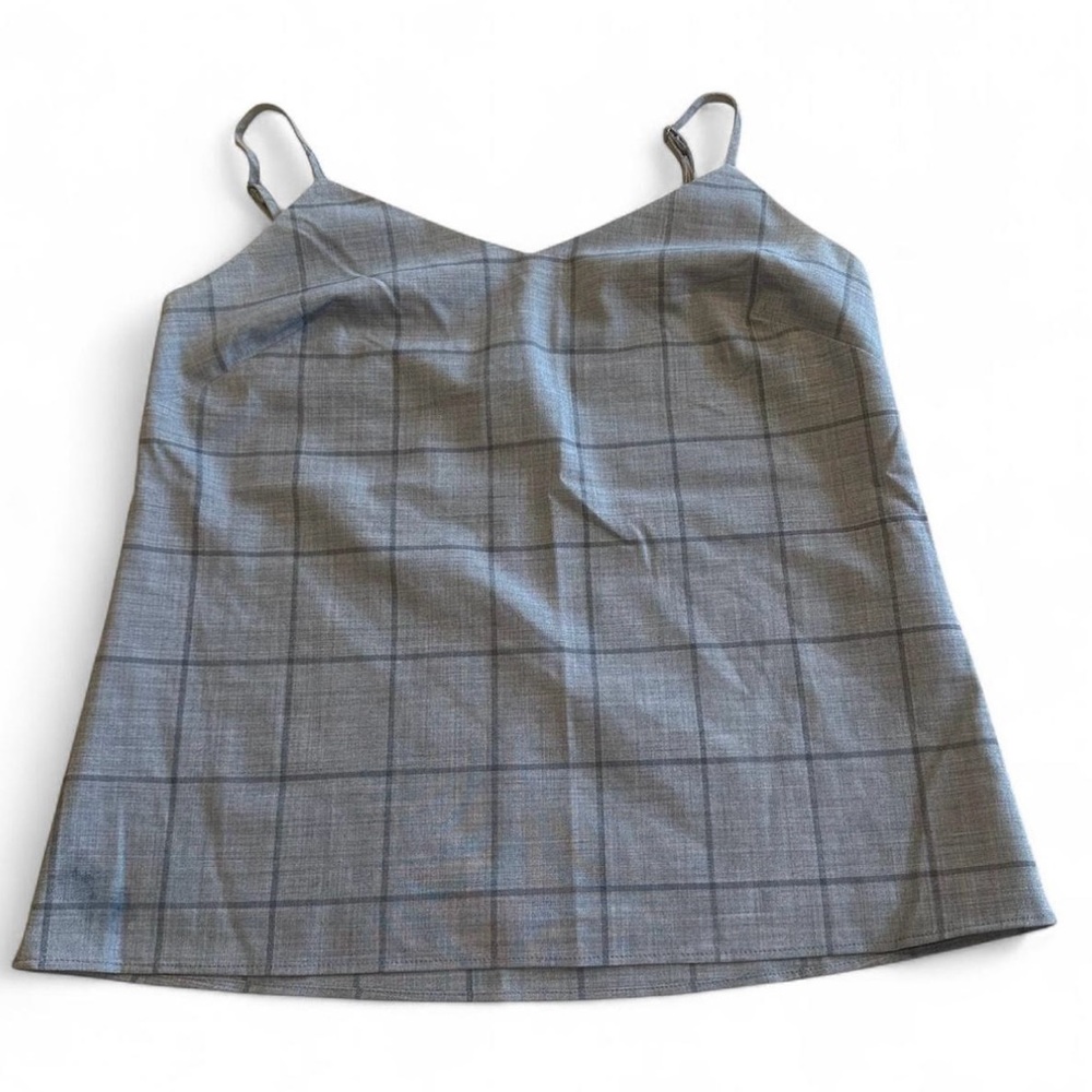 Banana Republic 95% Wool Blend Plaid Tank Top Womens XS Adjustable Strap Preppy